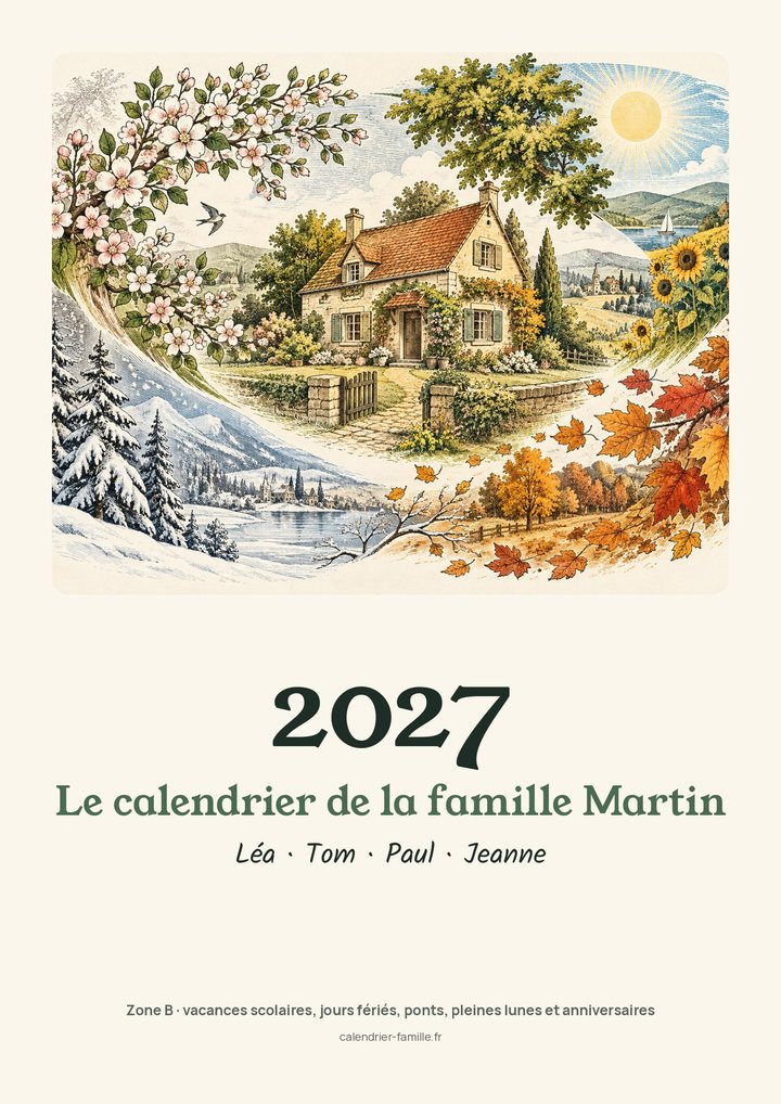 Une couverture du calendrier illustré, style gravure